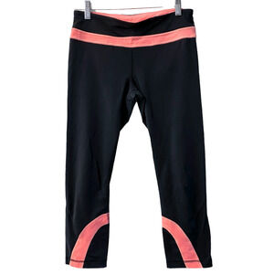 Lululemon Black Pink Capri running Legging back Pocket Size 6
